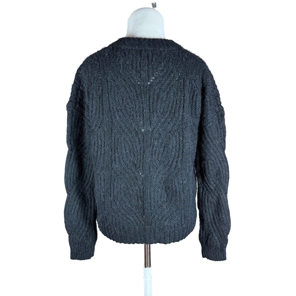 New Madewell Charcoal Gray Cable Knit Alpaca Blend Boxy Sweater Size S - Picture 4 of 8